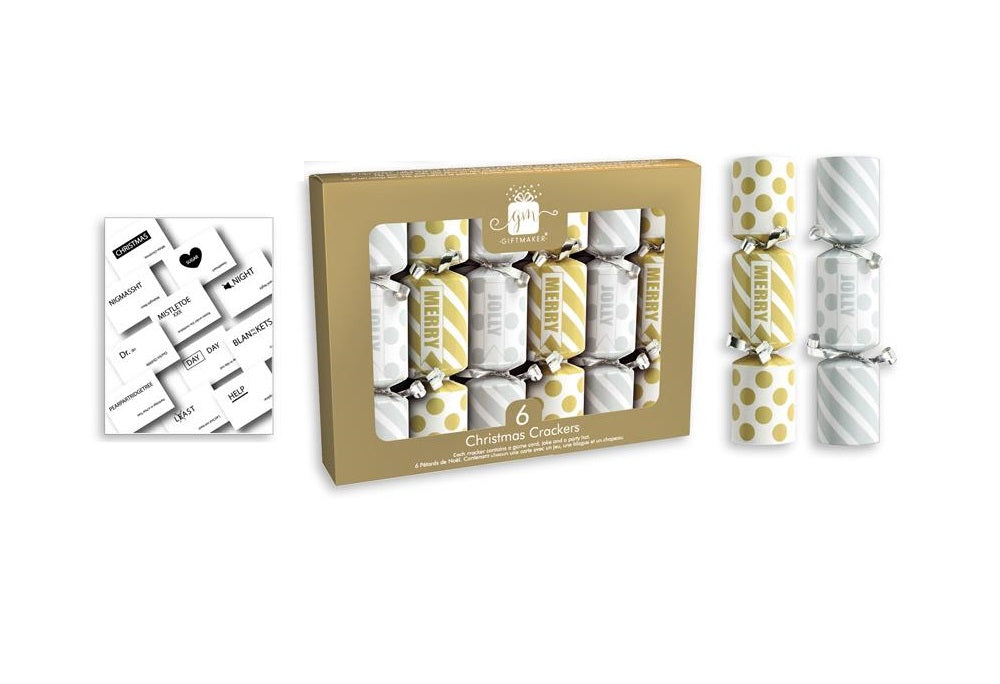 6 GIFTMAKER GOLD CHRISTMAS CRACKERS 6 INCH. GS101 GOLD \\\CCNPGOLD