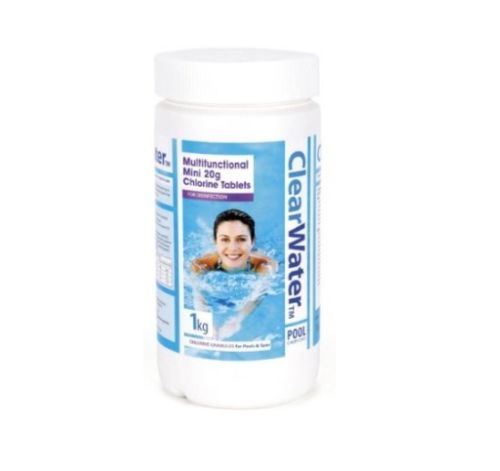 CLEARWATER MULTIFUNCTION TABLETS 1KG - 50 X 20G TABLETS CHLORINE TABLETS. CH0019 \\\CH0019