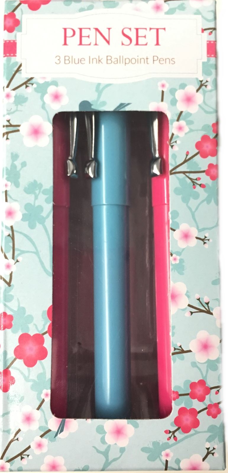 3 PENS IN BOX-CHERRY BLOSSOM. CHEQ \\\CHEQ