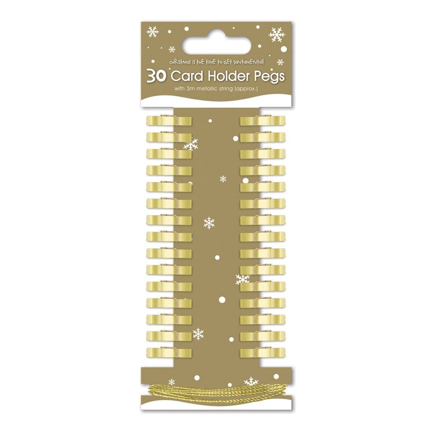 30PK GOLD PEG LINE CHRISTMAS CARD HOLDER ( GOLD COLOUR ONLY ) (8695G). CHGSGOLD \\\CHGSGOLD