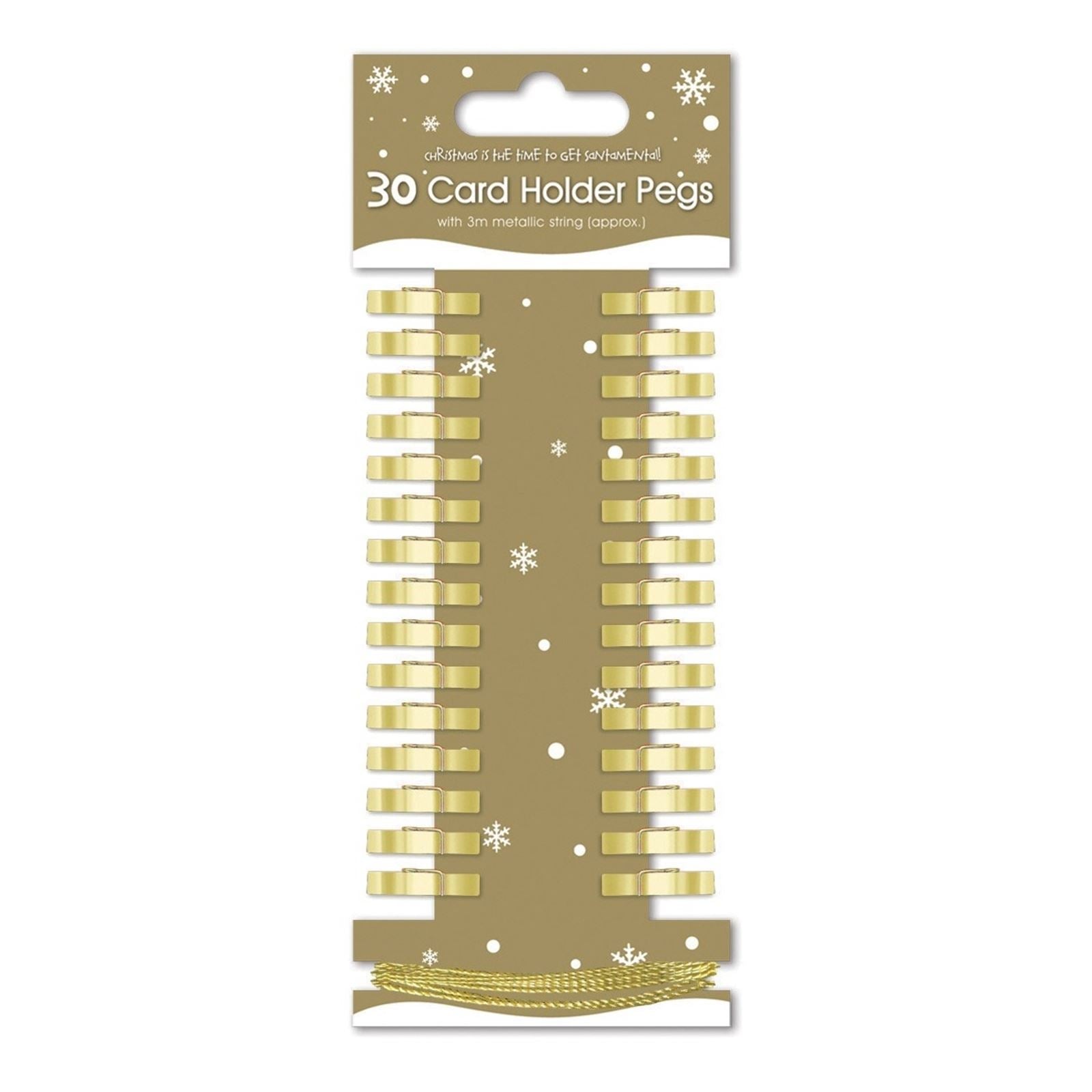 30PK GOLD PEG LINE CHRISTMAS CARD HOLDER ( GOLD COLOUR ONLY ) (8695G). CHGSGOLD \\\CHGSGOLD