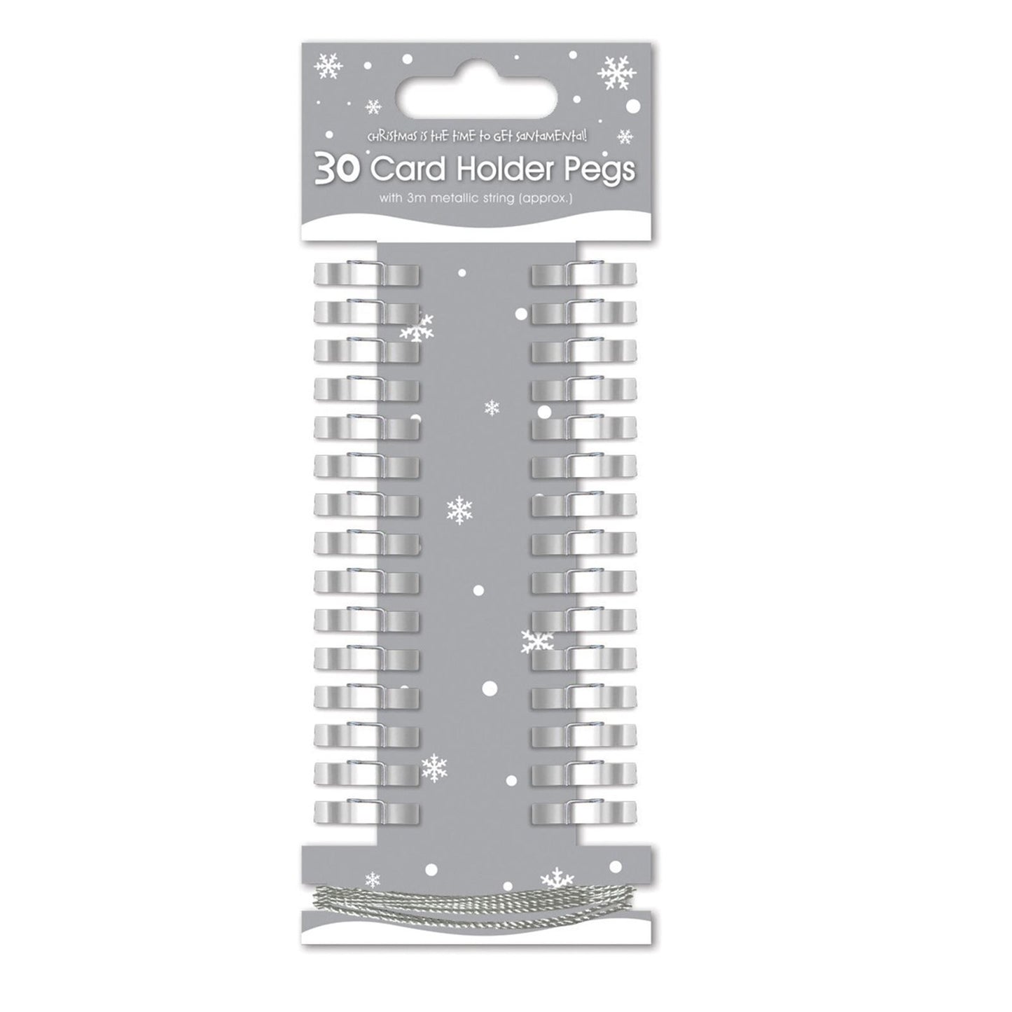 30PK SILVER PEG LINE CHRISTMAS CARD HOLDER ( SILVER COLOUR ONLY ) (8695S). CHGSSILVER \\\CHGSSILVER