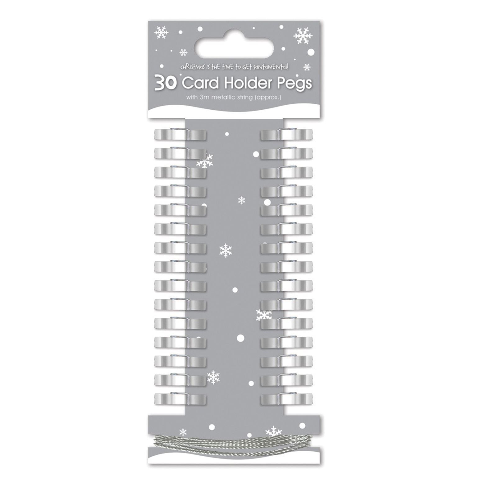 30PK SILVER PEG LINE CHRISTMAS CARD HOLDER ( SILVER COLOUR ONLY ) (8695S). CHGSSILVER \\\CHGSSILVER
