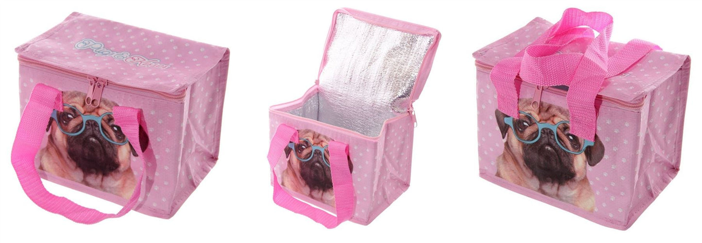 JACK EVANS PINK PUG CUTE DESIGN COOL BAG LUNCH BOX. COOLB08 \\\COOLB08