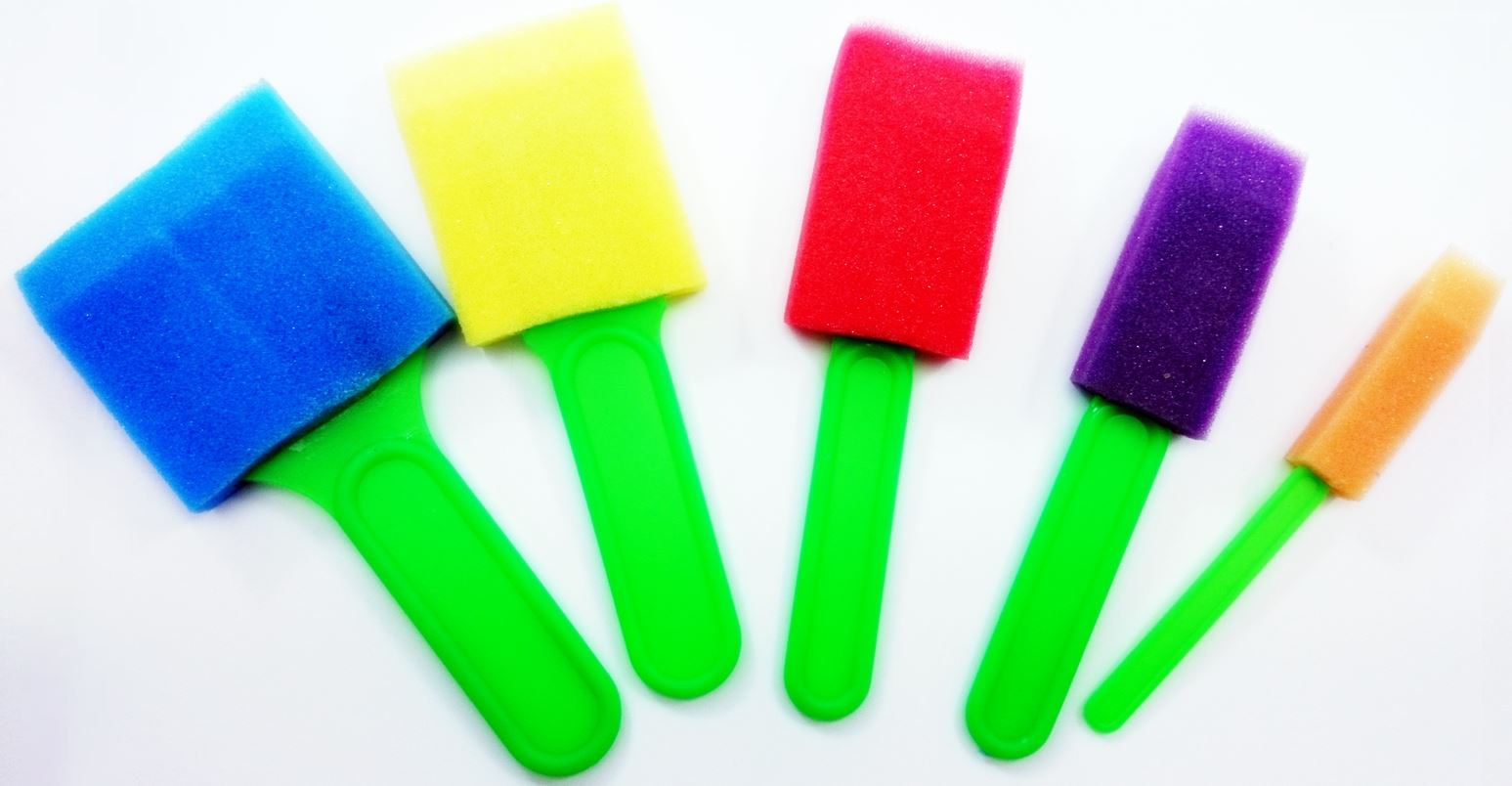 5 COLOUR FOAM CRAFTING SPONGES PLASTIC BRUSH. CR0529 \\\CR0529