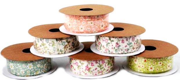 2.5M ASSORTED COLOURS FLORAL RIBBON. CR0928 \\\CR0928