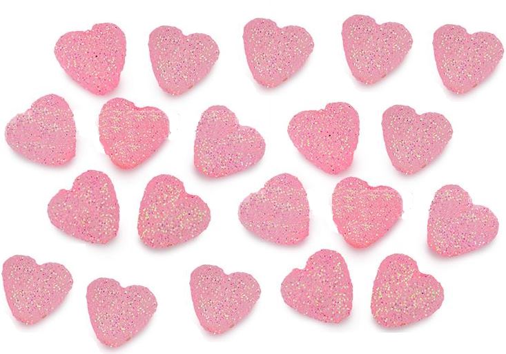 GLITTER HEART CRAFT EMBELLISHMENTS - ** ASSORTED SIZE / COLOUR **. CR0934LIGHTPINK \\\CR0934LIGHTPINK