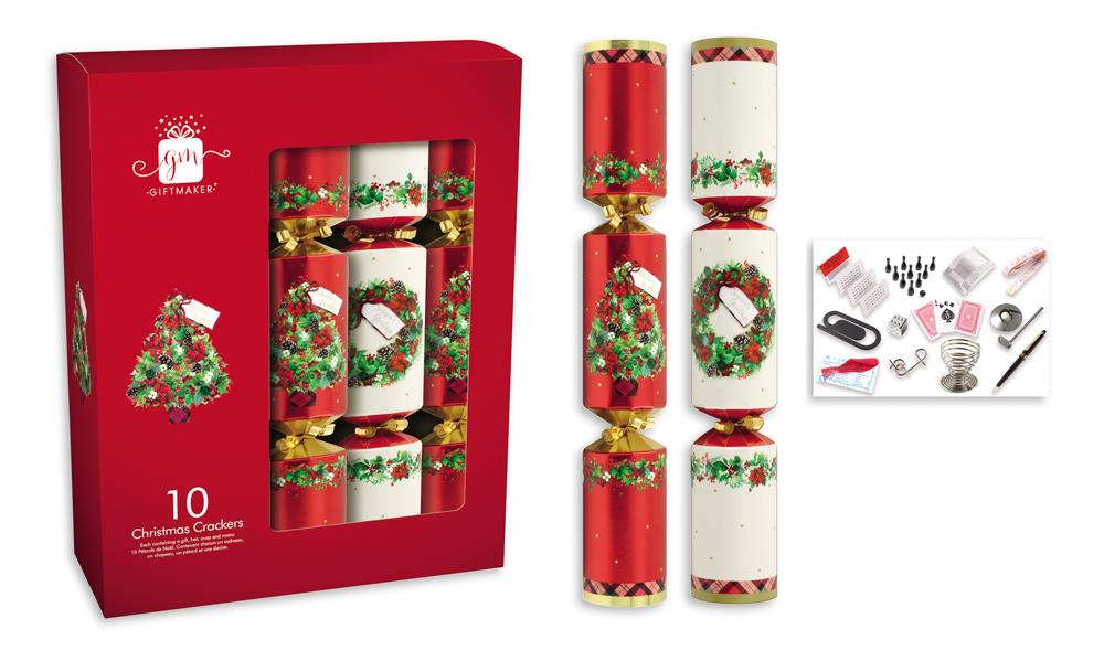 10 CHRISTMAS CRACKERS RED & WHITE 13 INCH. XAJGS400 \\\CTCE
