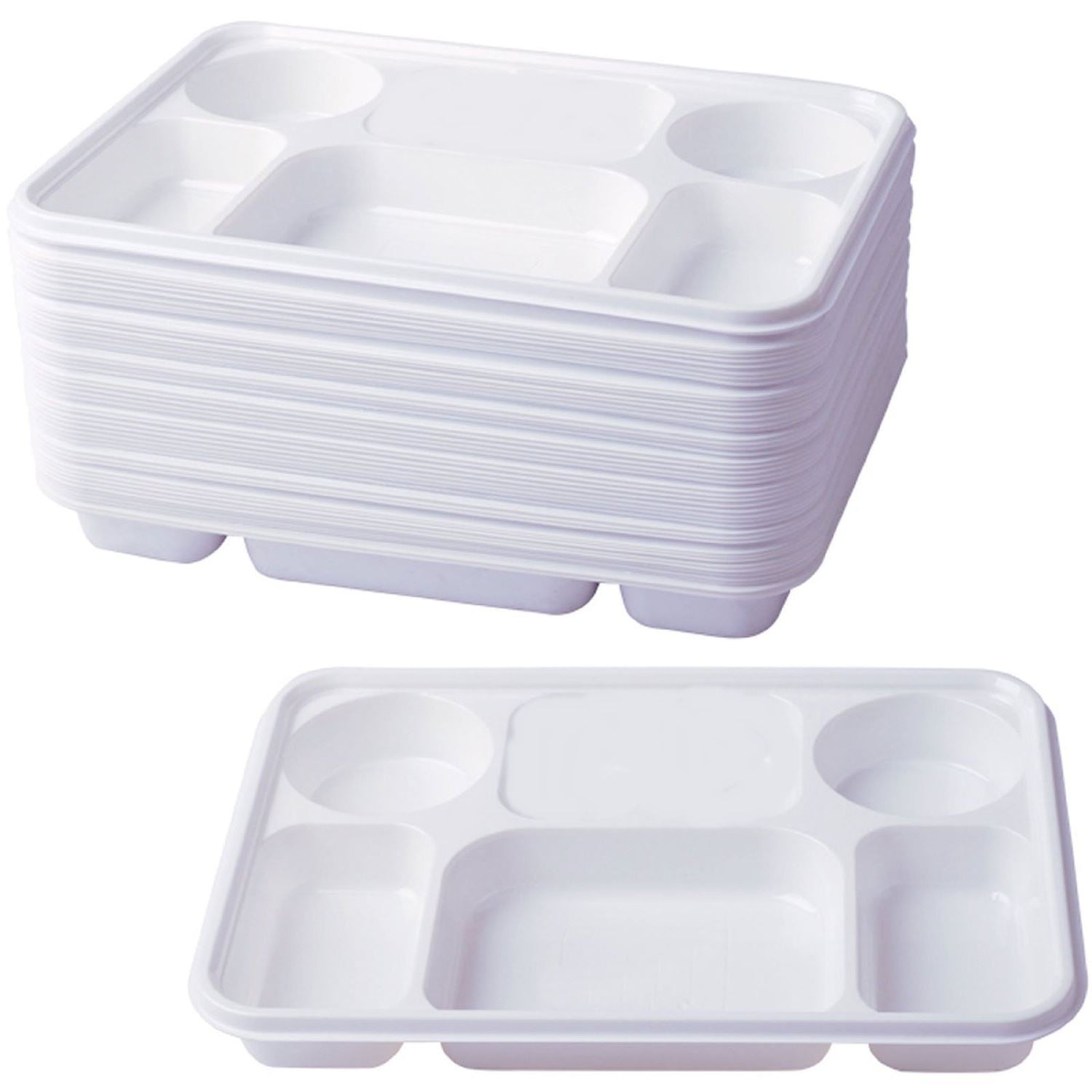 DELUXE HEAVY DUTY 6 COMPARTMENT PLASTIC DINNER PLATES - 50PC. DD9700 \\\D20037