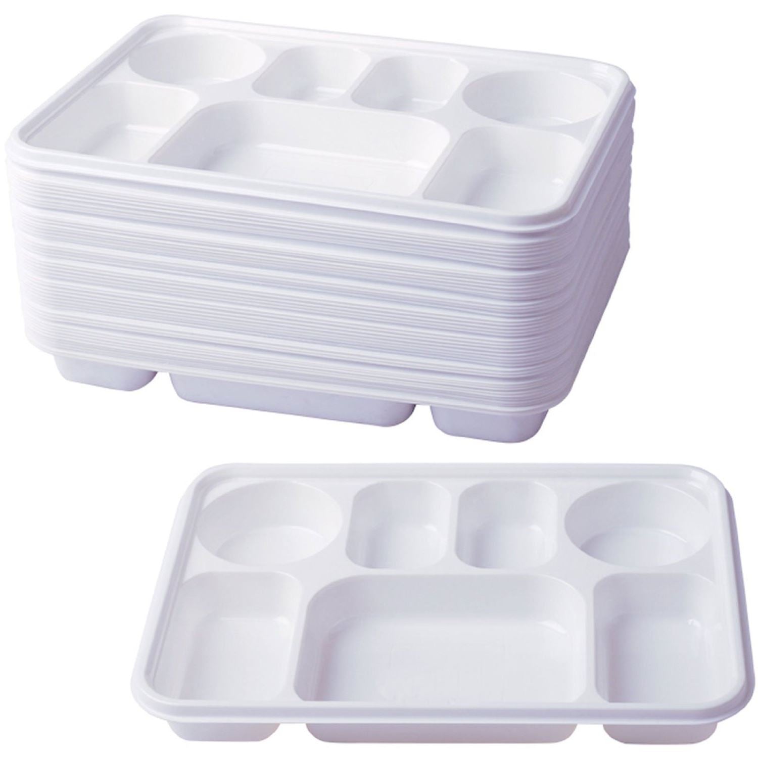 HEAVY DUTY 7 COMPARTMENT PLASTIC DINNER PLATES - 50PC. DD9702 \\\D20042
