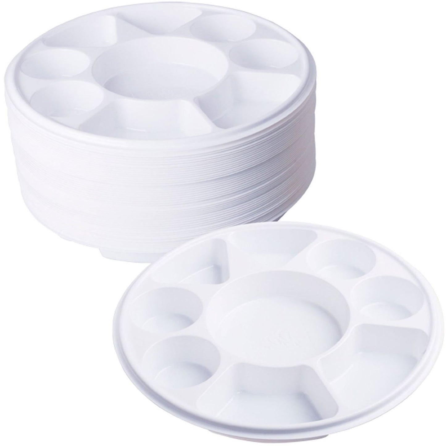 HEAVY DUTY ROUND 9 COMPARTMENT PLASTIC DINNER PLATES - 50PC. DD9705 \\\D20043