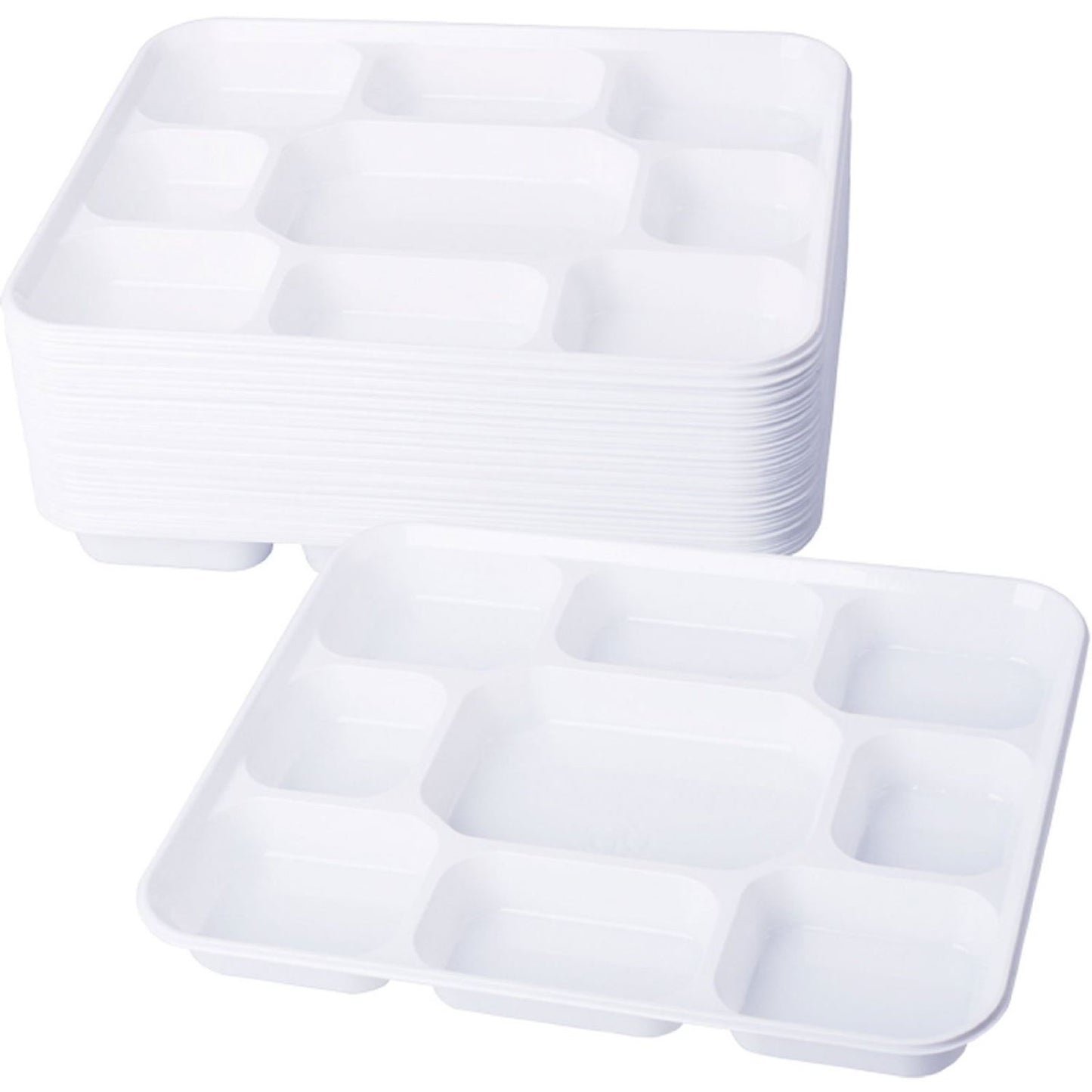 HEAVY DUTY 9 COMPARTMENT SQUARE PLASTIC DINNER PLATES - 50PC. DD9703 \\\D20044