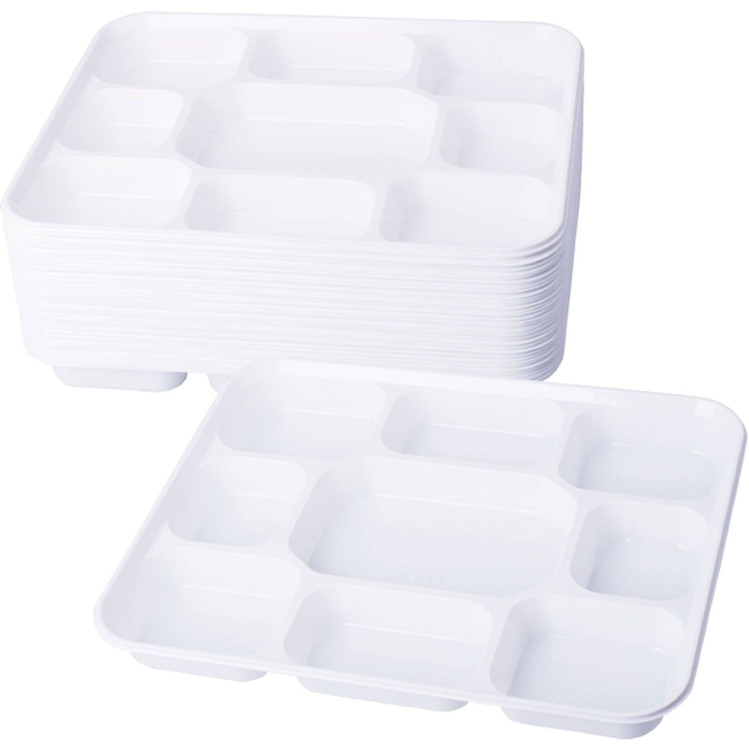 HEAVY DUTY 9 COMPARTMENT SQUARE PLASTIC DINNER PLATES - 50PC. DD9703 \\\D20044