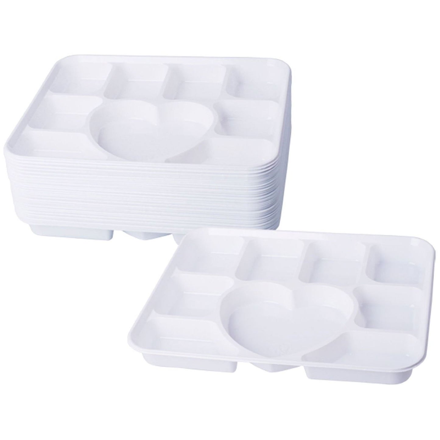 50PC DELUXE HEAVY DUTY 9 COMP HEART PLASTIC PLATE. DD9704 \\\D20045