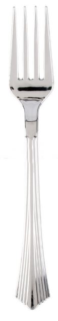 FORKS - CHROME LOOK SILVER PLASTIC DISPOSABLE PICNIC CUTLERY (18 PIECES). DE015 \\\DE015