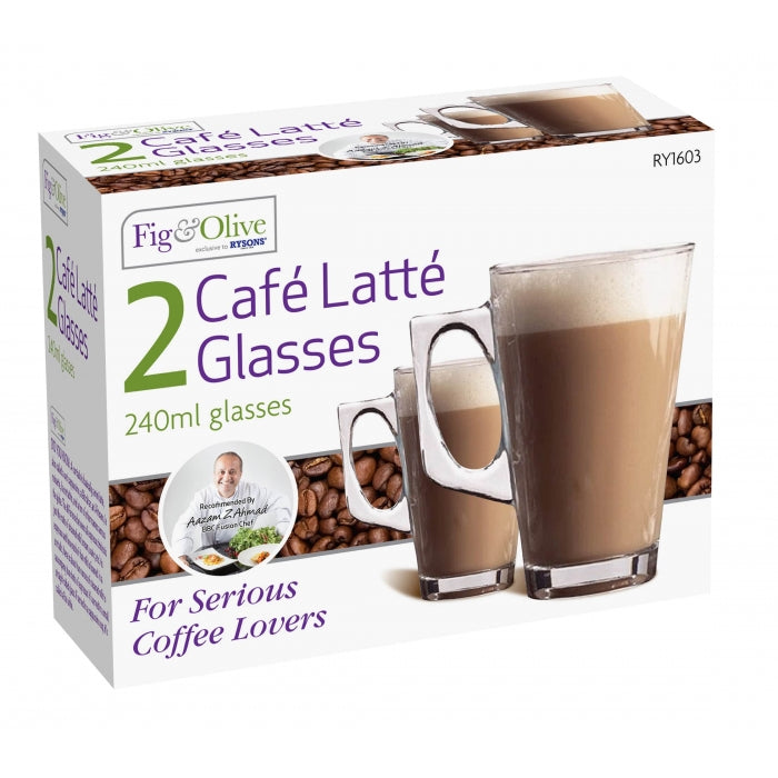 2 CAFE LATTE 240ML GLASSES. RY1603 \\\DGI0145