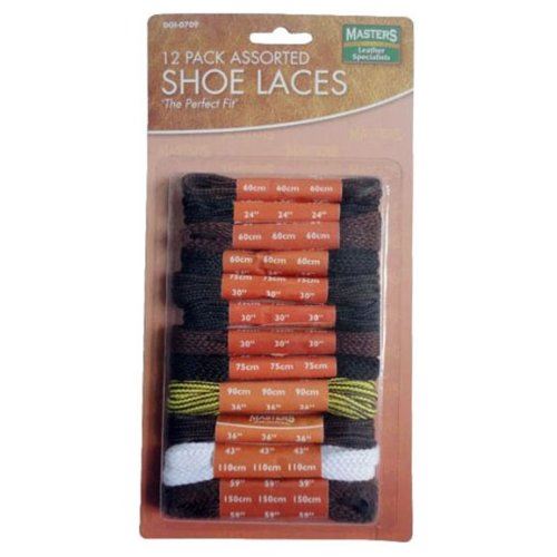 ASSORTED SHOE LACES 12PK BROWN BLACK WHITE. DGI0709 \\\DGI0709