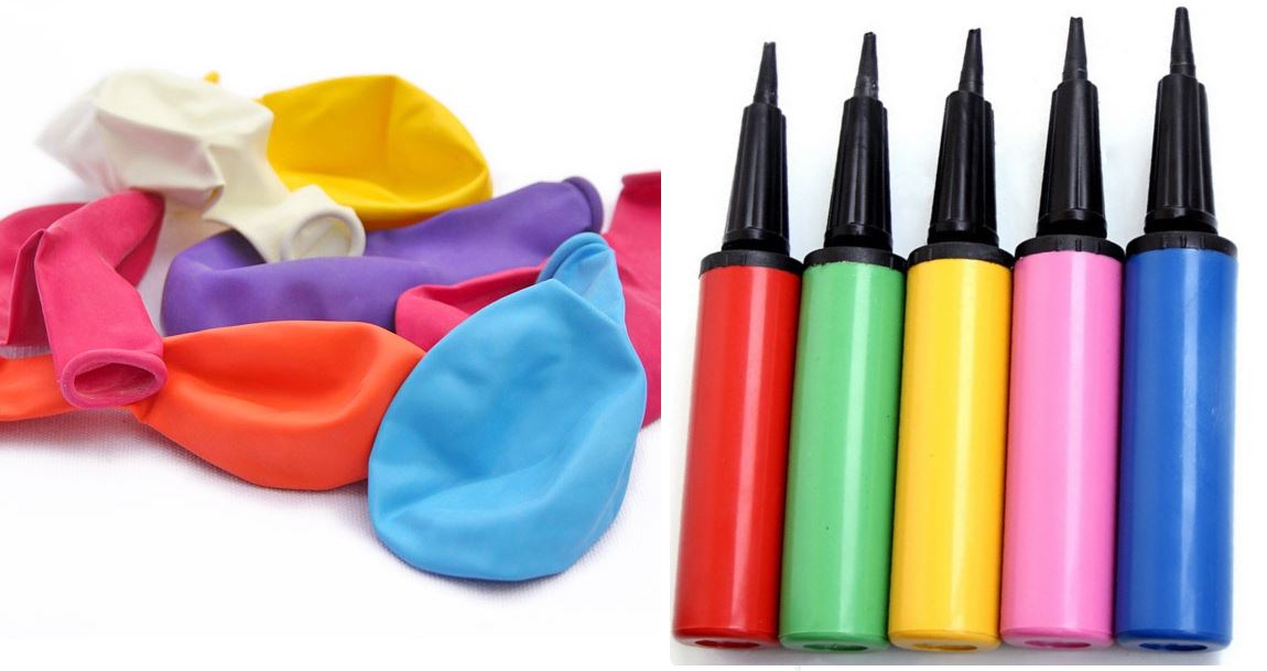 ASSORTED COLOURS BALLOON PUMP 10 BALLOONS. DGI1855 \\\DGI1855
