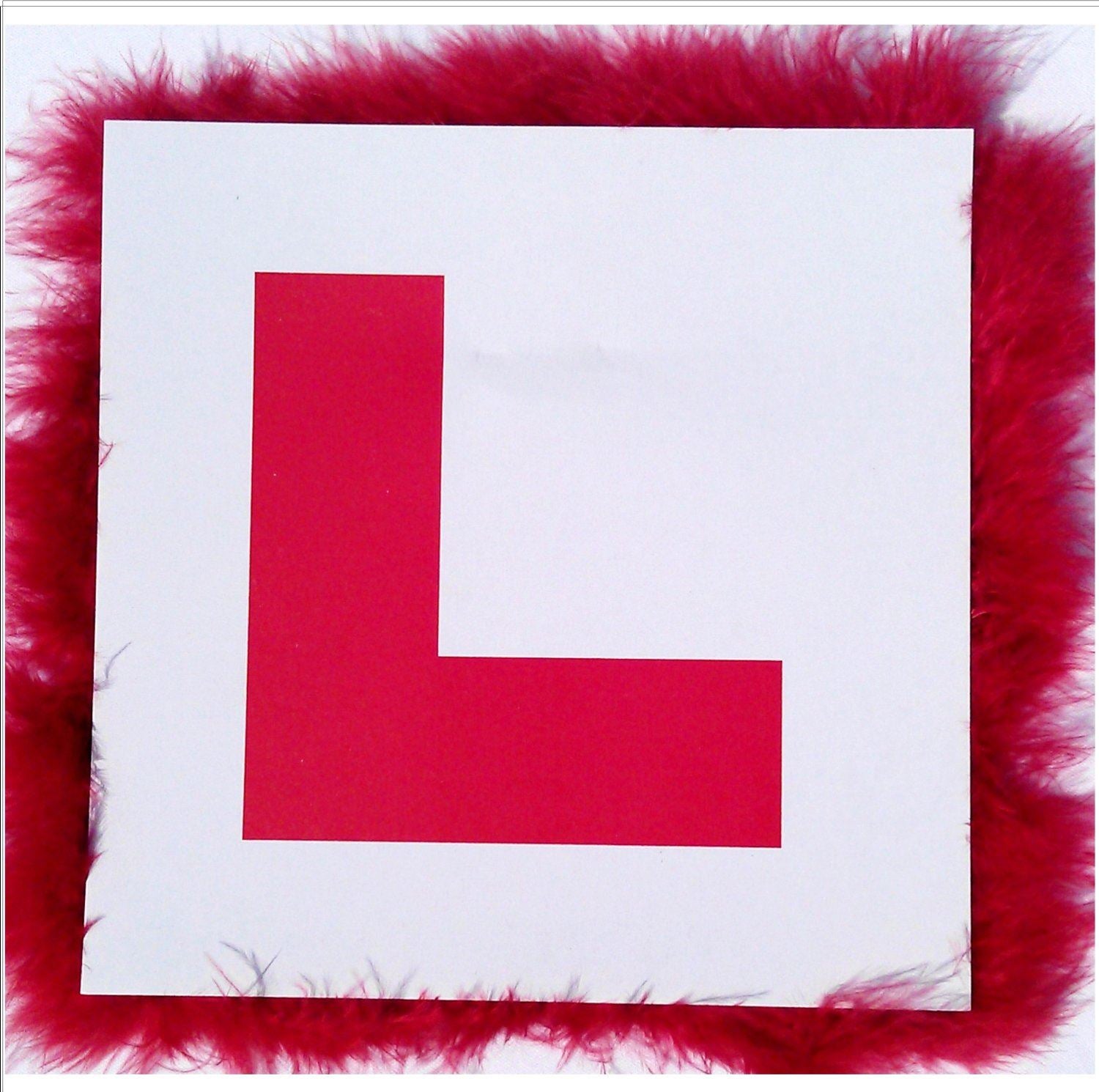 LADIES NIGHT WEDDING AND HEN PARTY L PLATE BADGE RED FLUFFY AND WHITE BOARD. DI5170 \\\DI5170
