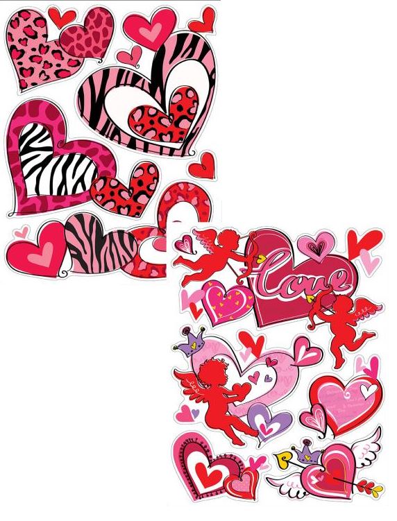 'VALENTINE'S DAY WINDOW STICKER ANGEL PANTHER HEARTS DESIGN'||'. '||'DP00615' \\\DP00615
