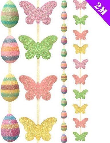 GLITTER MINI EASTER EGG / BUTTERFLY PARTY GARLAND 2M. DP06259 \\\DP06259