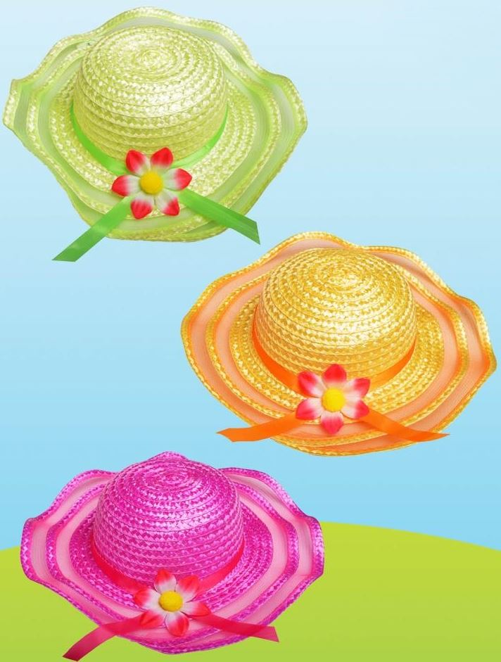 ASSORTED COLOUR SUMMER EASTER GIRLS HAT. DP06358 \\\DP06358