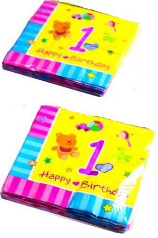 24PK 1ST BIRTHDAY PARTY SERVIETTES. DP07440 \\\DP07440