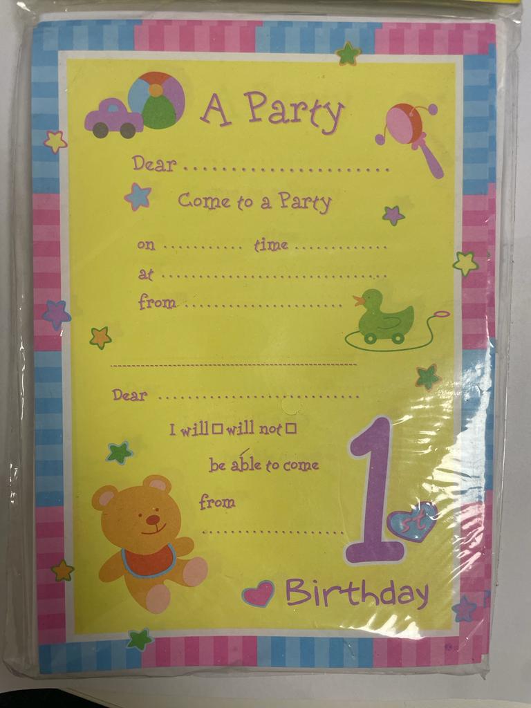 FIRST BIRTHDAY PARTY INVITATIONS CARDS 20/PK. DP07442 \\\DP07442