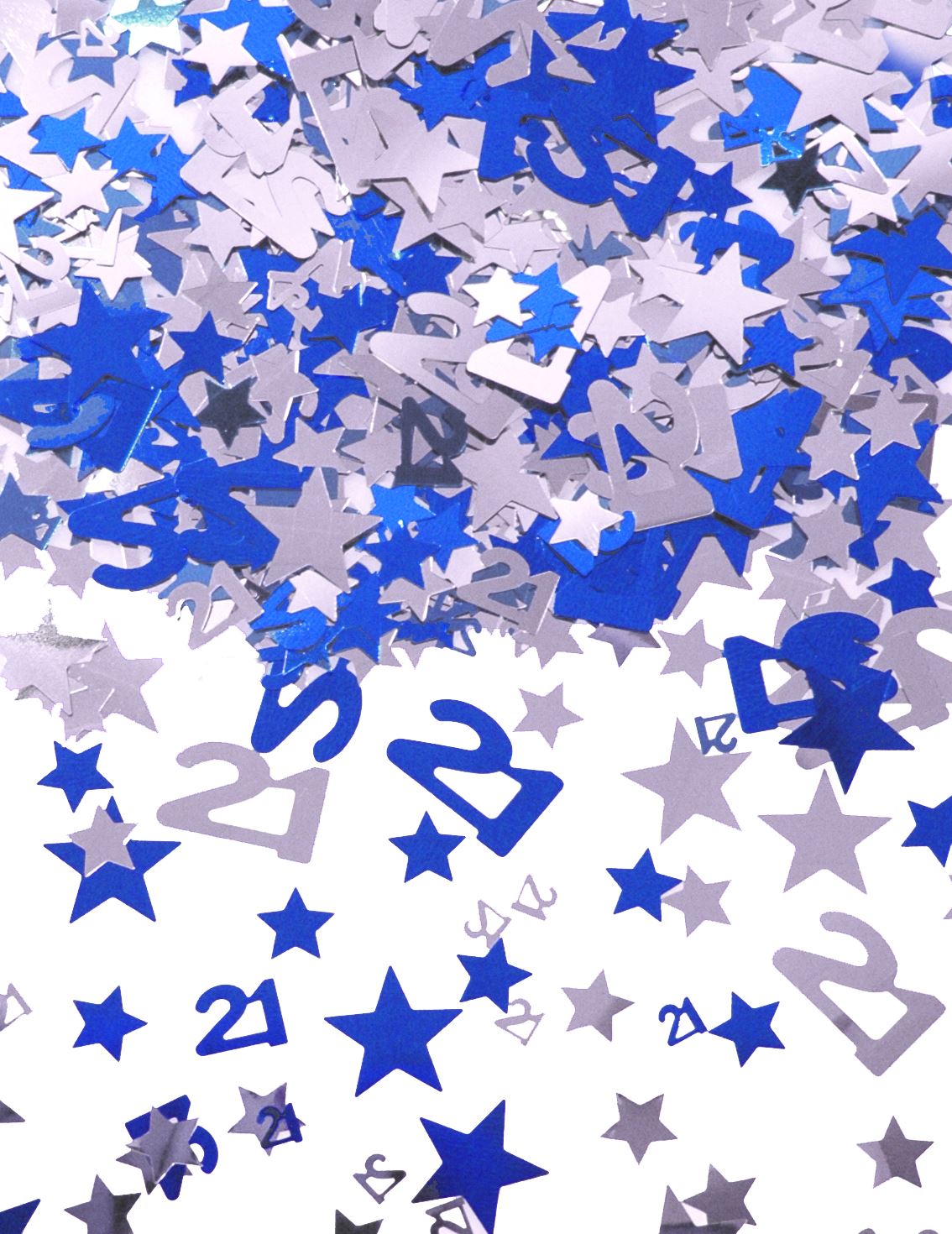 AGE 21 / 21TH BLUE SILVER STAR PARTY TABLE FOIL CONFETTI - WEDDING ANNIVERSARY BIRTHDAY SCATER THROW. DP07801 \\\DP07801