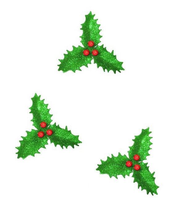 3 HOLLY BERRY LEAF DECORATION CLIP. DP53811 \\\DP53811