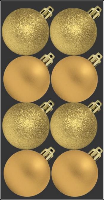 8 BAUBLES MAT GLITTER GOLD CHAMPAGNE COLOUR. DP53994 \\\DP53994