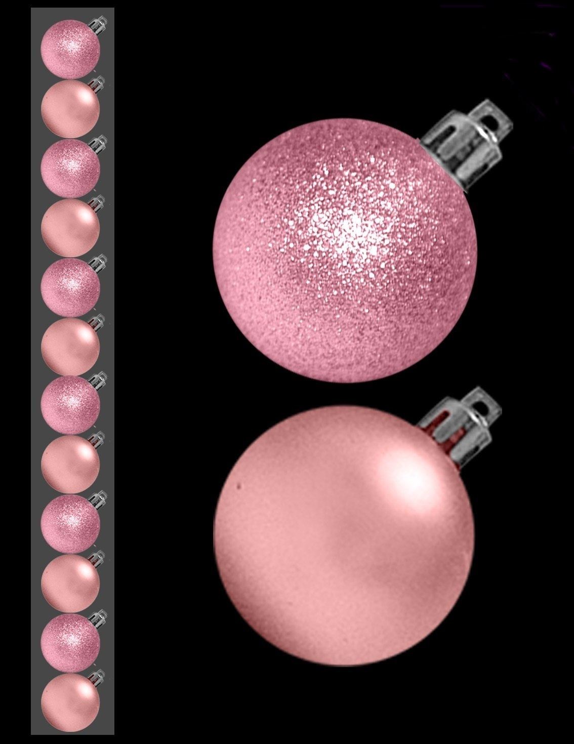 12 MINI BAUBLES BABY PINK BLUSH COLOUR 30MM. DP54011 \\\DP54011
