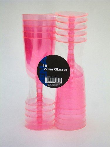 PINK PLASTIC WINE GLASSES GOBLETS NEON GLASSES 200ML - NWINE10. EH007821 \\\EH007821
