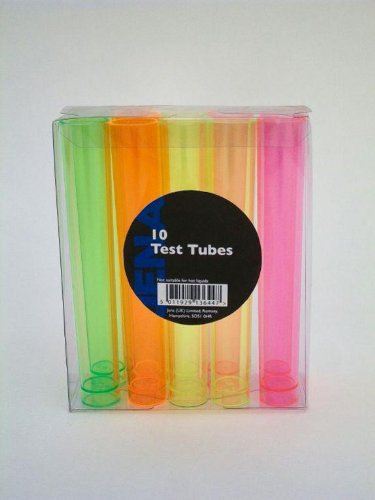 MULTI COLOURED PLASTIC NEON TEST TUBES SHOTS GLASSES 3.5CL - 1 PACK. NTEST10 \\\EH007883