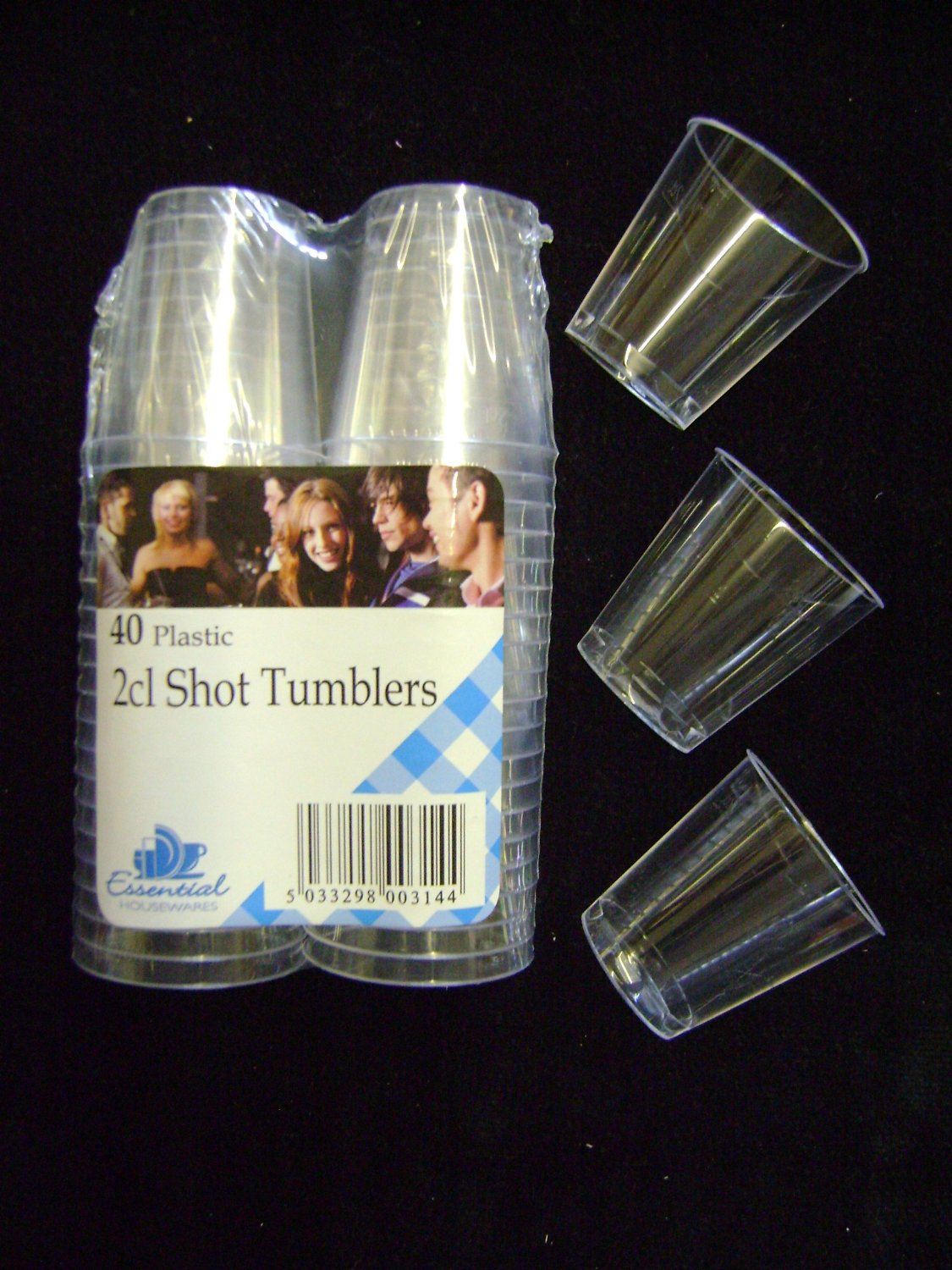 SET OF 40 X CLEAR DISPOSABLE PLASTIC SHOT GLASSES 2 CL. PLSHOT2 \\\EH03144