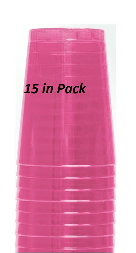 PLASTIC NEON PINK GLASSES TUMBLERS 300ML. EH07975 \\\EH07975