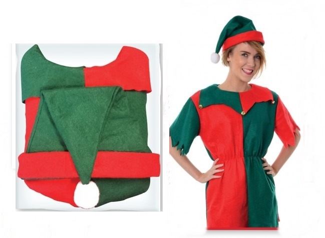 CHRSTMAS WOMAN ELF COSTUME WITH HAT SELC. ELFC \\\ELFC