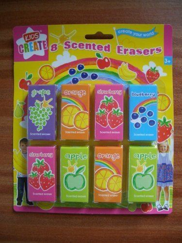 8 CHILDRENS KIDS FRUIT SCENTED RUBBERS ERASERS IDEAL GIFT OR PARTY BAG FILLERS. ERU3 \\\ERU3