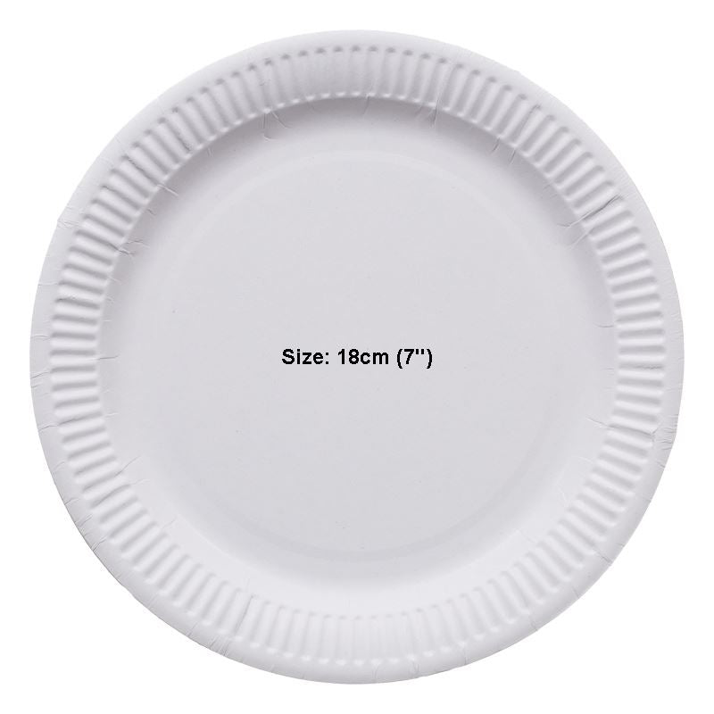 100 X QUALITY VALUE WHITE DISPOSABLE PAPER PLATES 18CM 7 INCH. V18PL100 \\\ESS7517