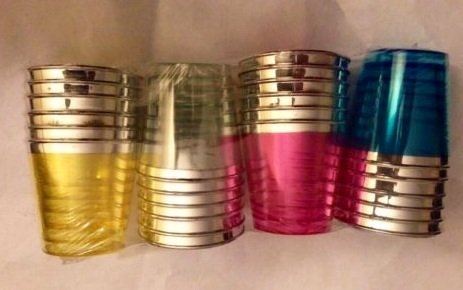 NEON SHOT GLASS - SILVER RIM 24 S 1OZ. ESS8392 \\\ESS8392