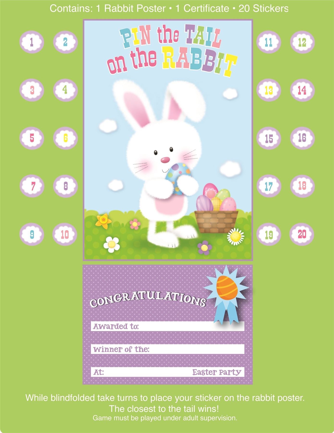 PIN THE TAIL ON THE RABBIT EASTER PARTY NOVELTY GAME. EW19398 \\\EW19398