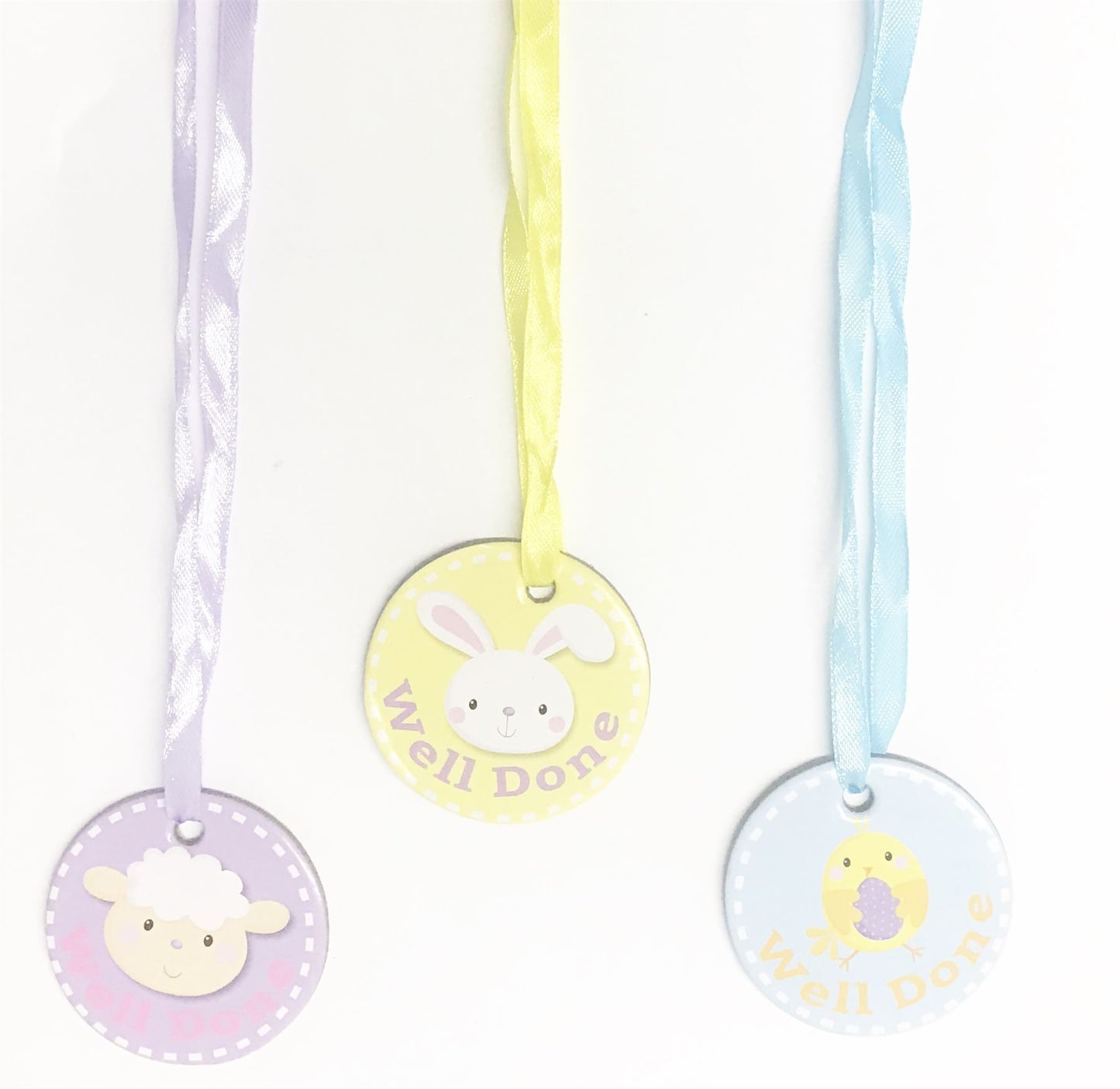 3 EASTER MEDALS WELL DONE RABBIT CHICKS SHEEP. EW19401 \\\EW19401