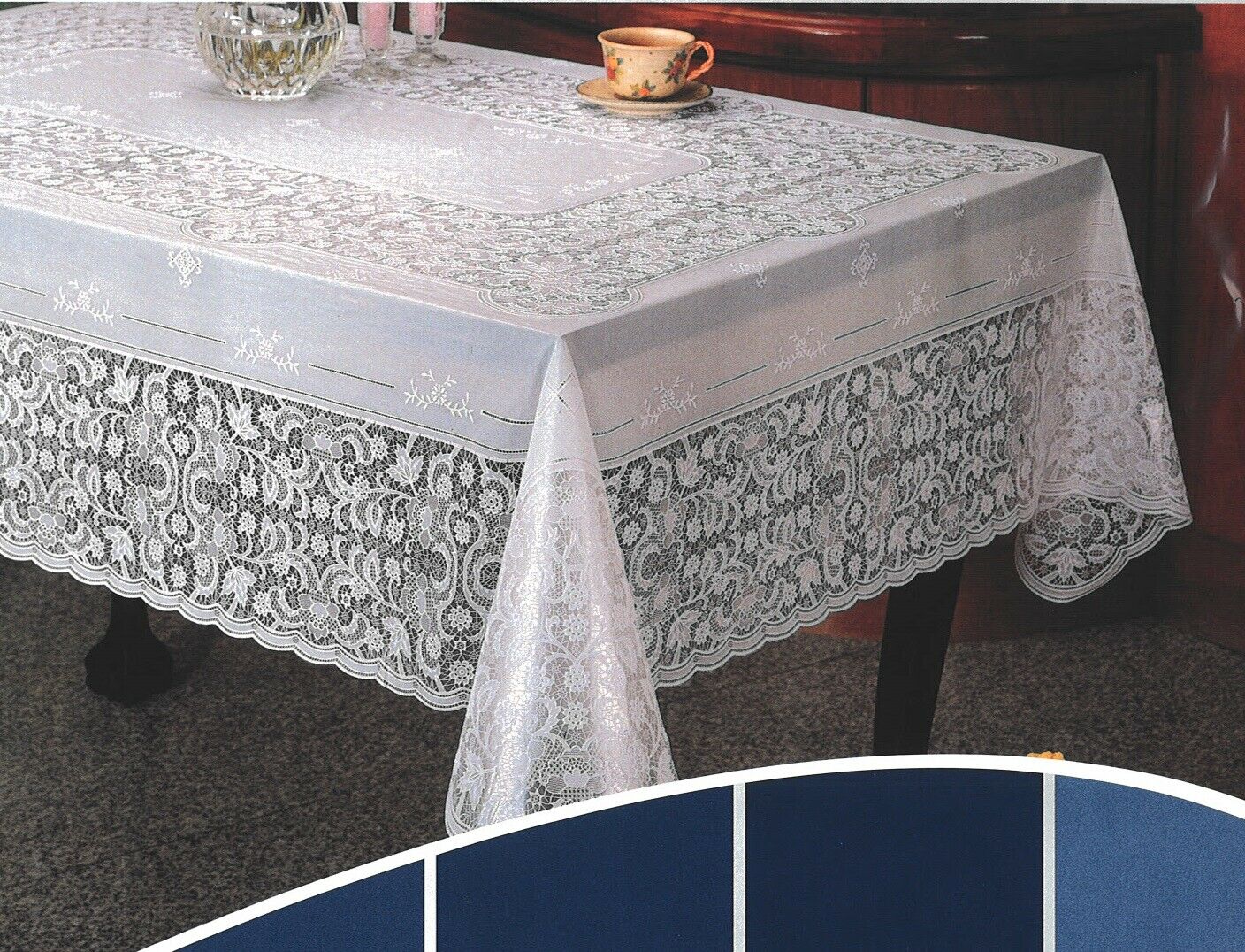 VINYL LACE RECTANGLE TABLECLOTH - 54INCH X 72INCH. F1536869 \\\F1536869