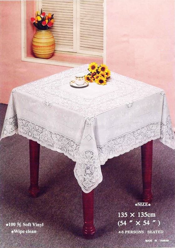54'X54' SQUARE VINYL LACE TABLECLOTH. F536425 \\\F536425