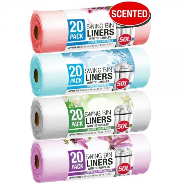 20 PACK SCENTED SWING BIN BAG LINER 50 LTR 60 CM X 89 CM. F802681 \\\F802681