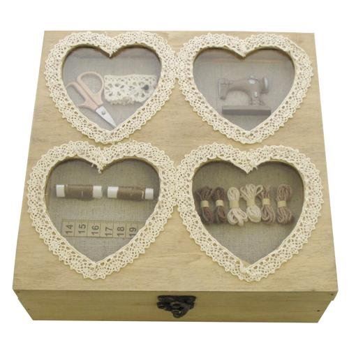 5 COMPARTMENT ANTIQUE SEWING BOX. GI5565 \\\GI5565