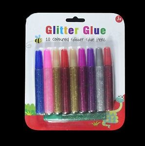 10 COLOURED GLITTER GLUE PENS. GQZ3 \\\GQZ3