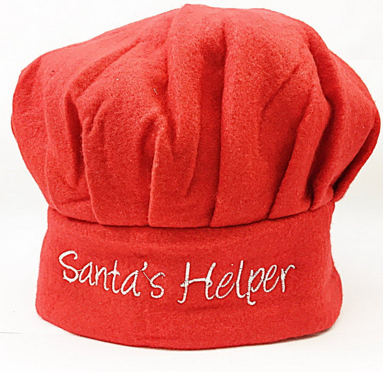 RED ADULT CHRISTMAS XMAS CHEF HAT - SANTA HELPER. HCHFR \\\HCHFR