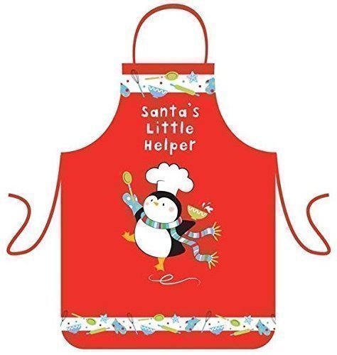 KIDS CUTE DESIGN TRADITIONAL CHRISTMAS RED APRON WITH LITTELE HELPER DESIGN. HCHP \\\HCHP