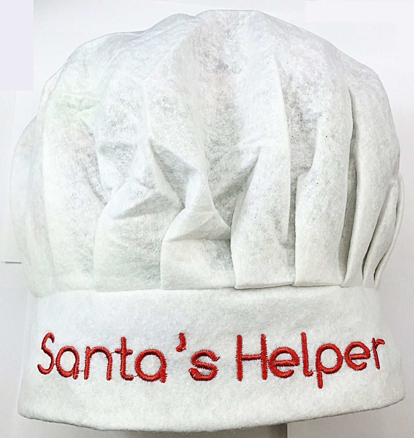 WHITE ADULT CHRISTMAS XMAS CHEF HAT - SANTA HELPER. HCHZW \\\HCHZW